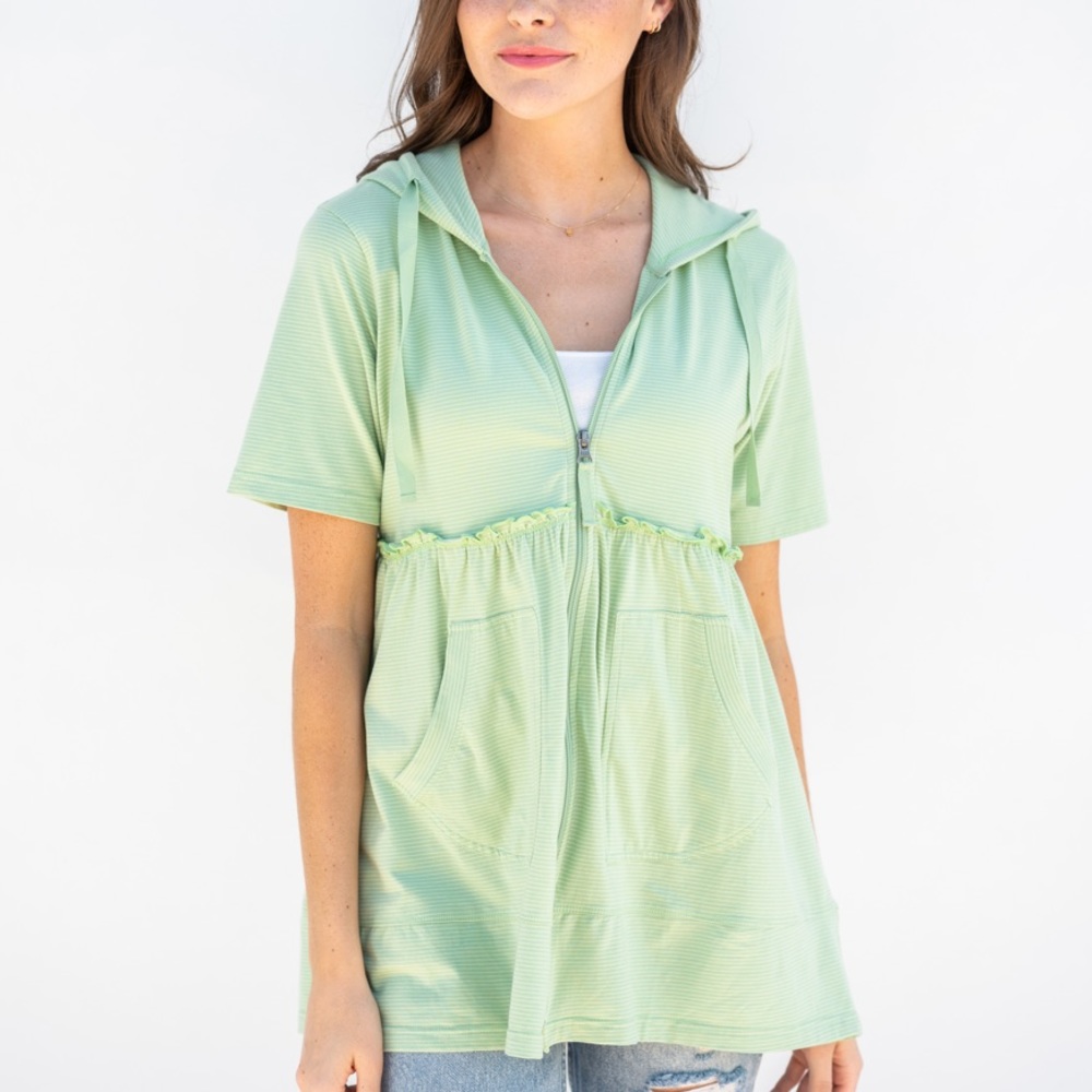 Evy’s Tree The Alisha Green Stripe Short Sleeve Jacket